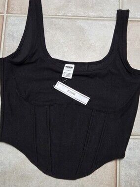 Victoria's Secret PINK Black Ribbed Cropped Tank